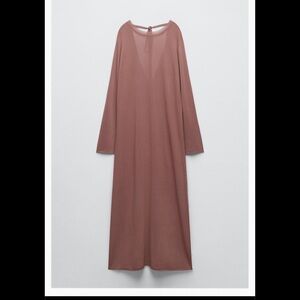Zara Blush Pink Long Knit Dress - Large